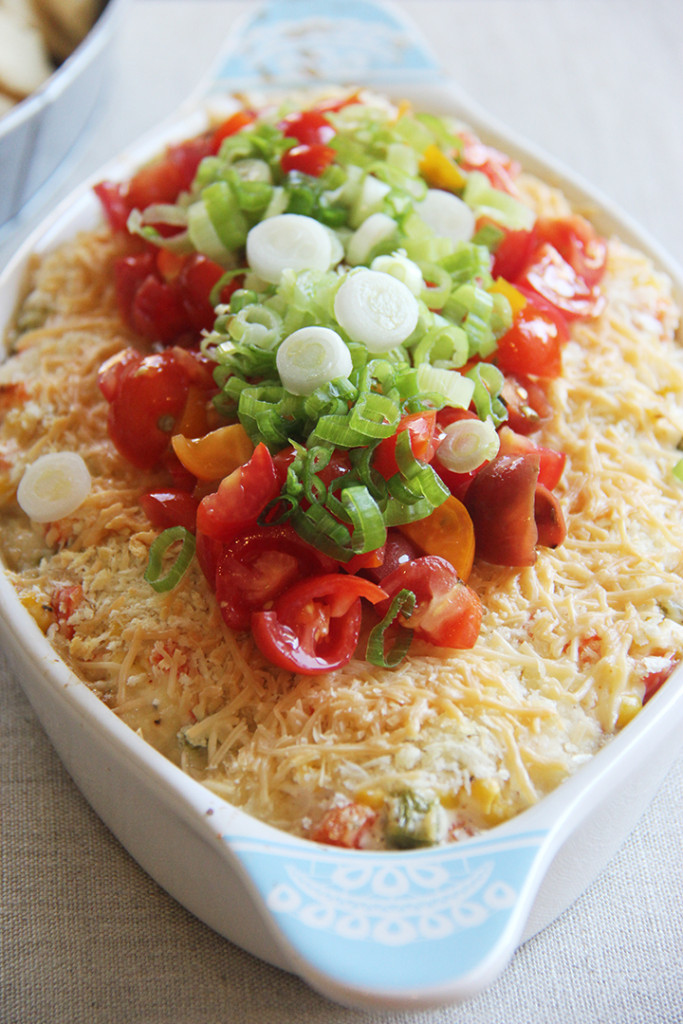 Spicy Cheesy Corn Dip is festive, fun, and oh so delicious! 