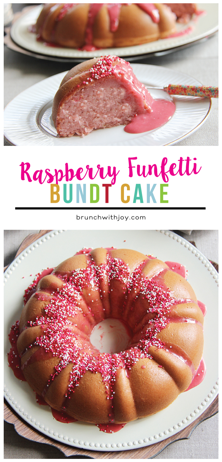 Raspberry Funfetti Bundt Cake