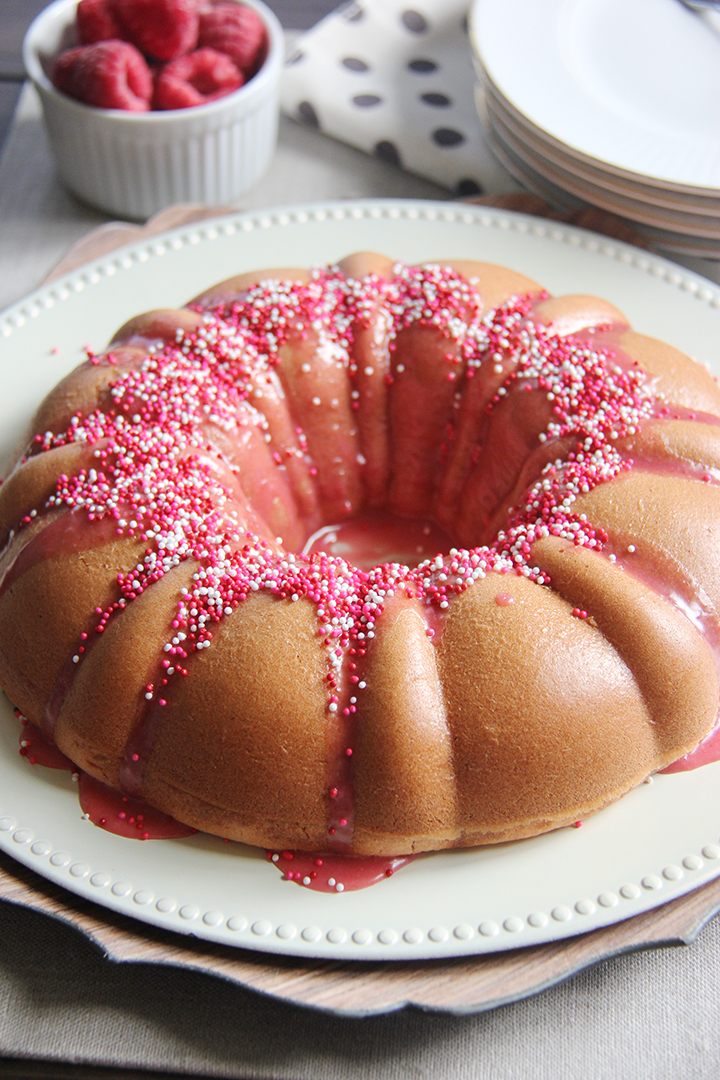 Raspberry Funfetti Bundt Cake