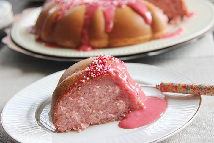 Raspberry Funfetti Bundt Cake