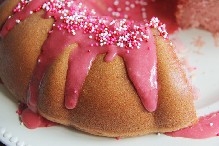 Raspberry Funfetti Bundt Cake