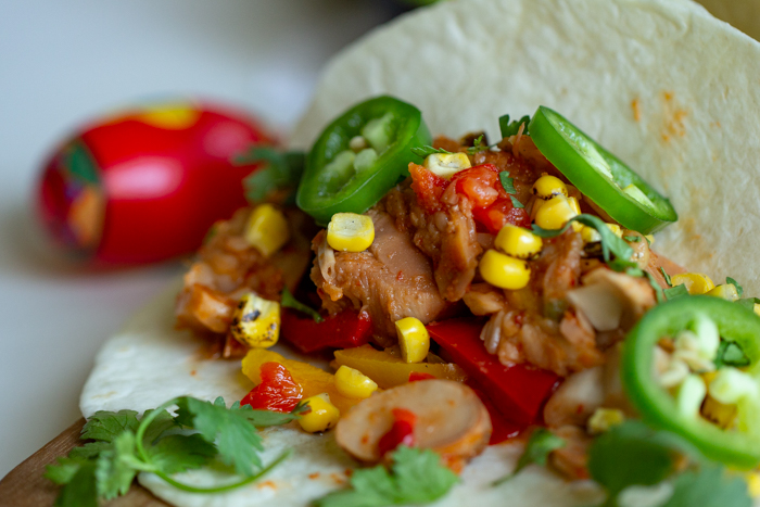 These fiesta tacos include a secret ingredient: jackfruit!