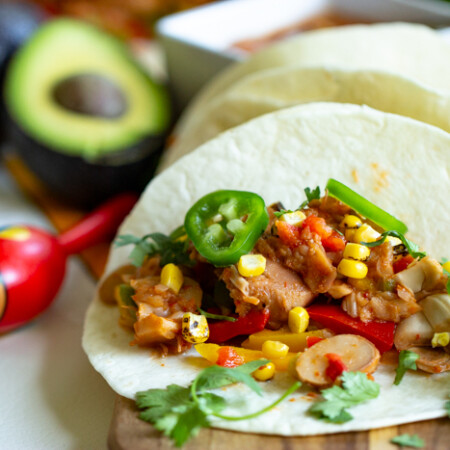 These fiesta tacos include a secret ingredient: jackfruit!