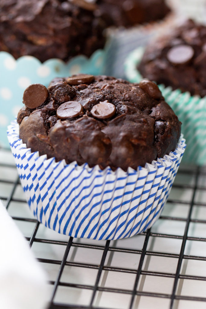 Dark Chocolate Zucchini Muffins are perfect for breakfast or 3pm slump.