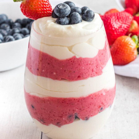 Keto Berry Cheesecake Salad. A cool and refreshing low carb and keto lemon berry fluff that is perfect for summer!