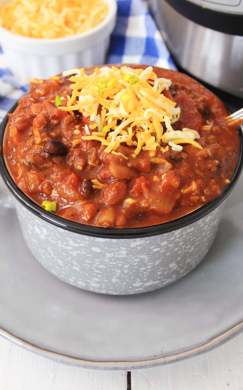 This Instant Pot Three Bean Chili is truly a comfort in a bowl