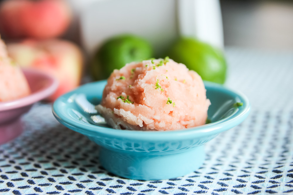 Icy cold and full of flavor. This Roasted Peach and Lime Sorbet is a seriously refreshing dessert, perfect for a hot summer day.