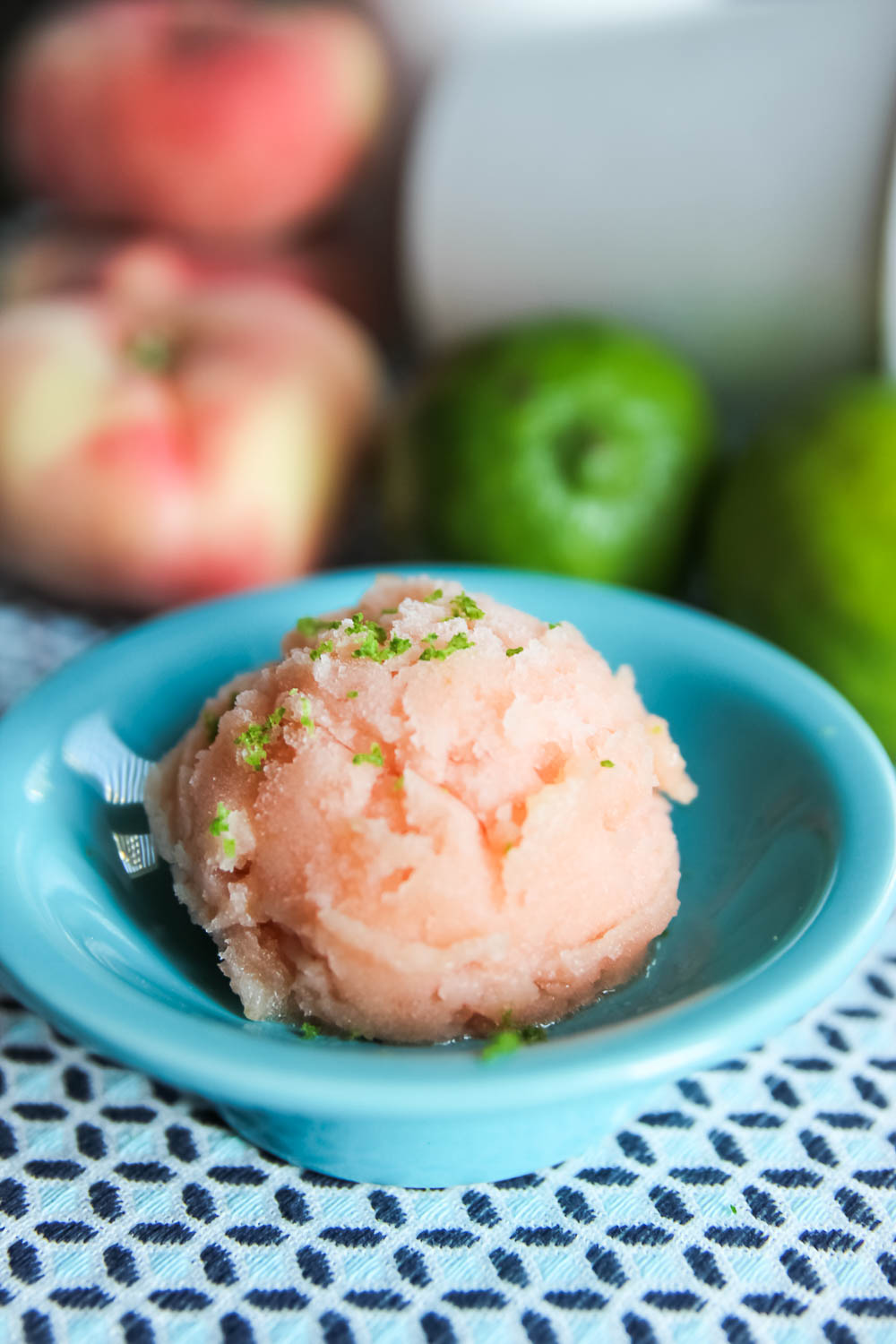 Icy cold and full of flavor. This Roasted Peach and Lime Sorbet is a seriously refreshing dessert, perfect for a hot summer day.