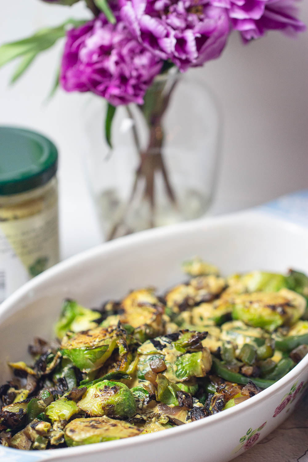 Roasted Brussels Sprouts with Wasabi Mustard Ketchup with Linda