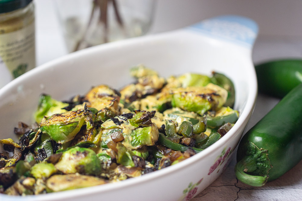 Roasted Brussels Sprouts with Wasabi Mustard Ketchup with Linda