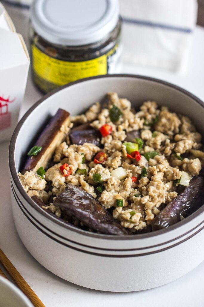 Chinese eggplants with ground beef for a quick weeknight meal