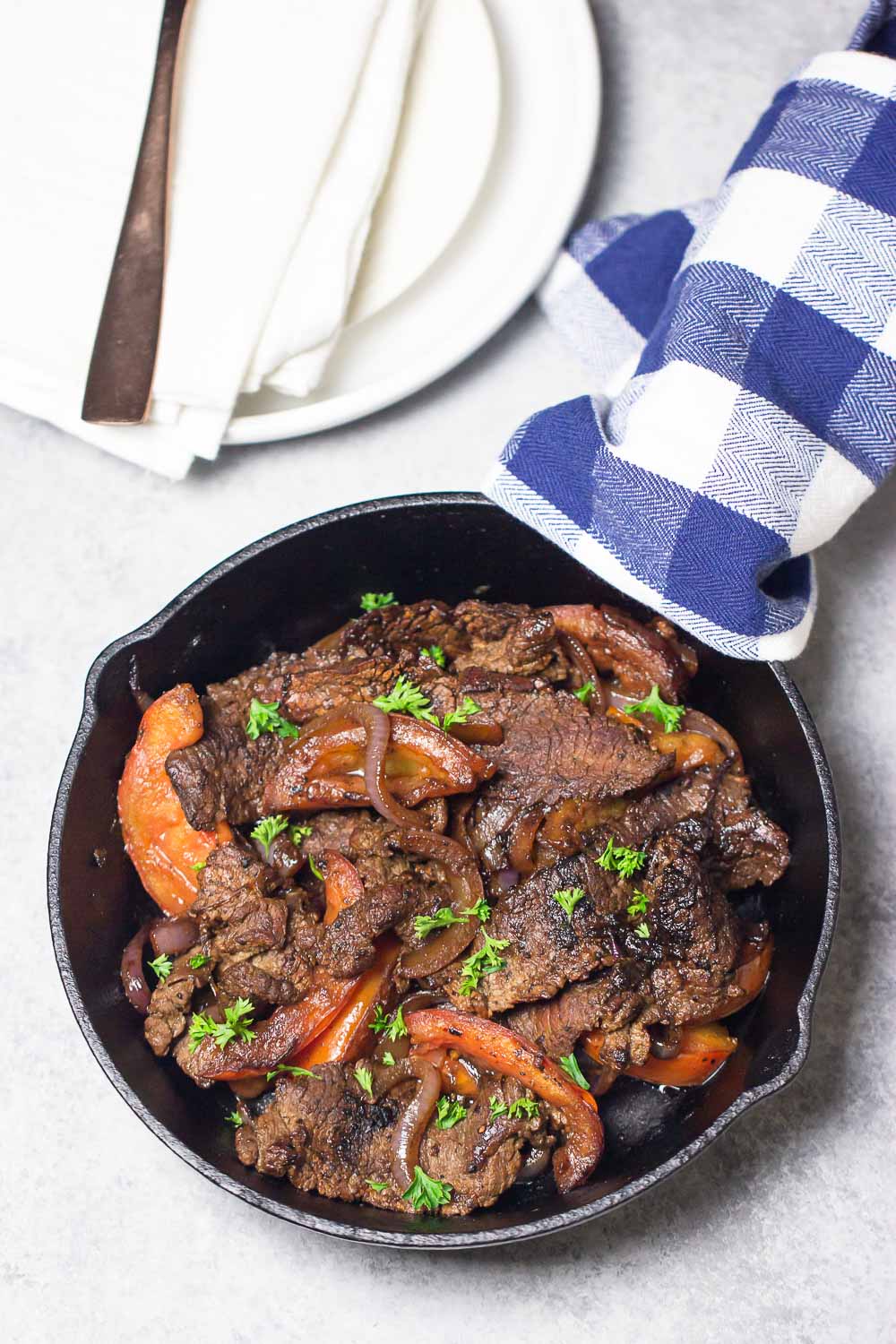 Peruvian skirt steak is a relatively inexpensive cut of meat with a lot of flavors. Super easy and great for weeknight dinner as it cooks quickly.