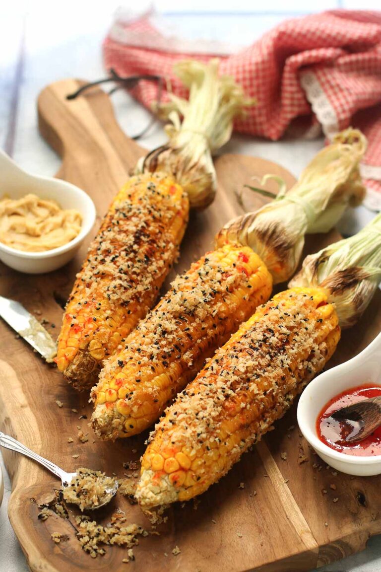 Grilled corn with spicy miso. Super simple. So delicious.