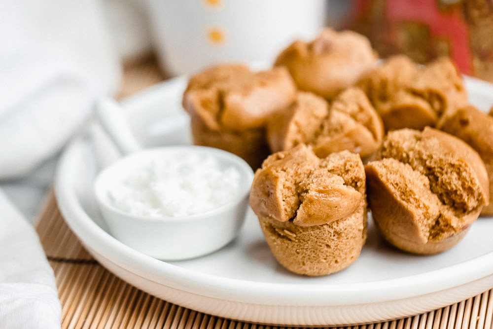 Bolu kukus gula merah or steamed cupcakes - a quick way to make cupcakes when you don't have an oven. These cupcakes, also known as kue mangkok, are perfect for breakfast or tea time with a side of coffee or tea.