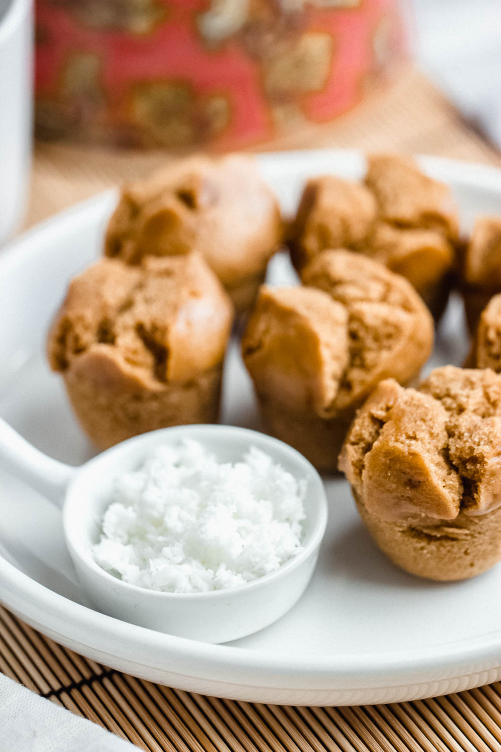 Bolu kukus gula merah or steamed cupcakes - a quick way to make cupcakes when you don't have an oven. These cupcakes, also known as kue mangkok, are perfect for breakfast or tea time with a side of coffee or tea.