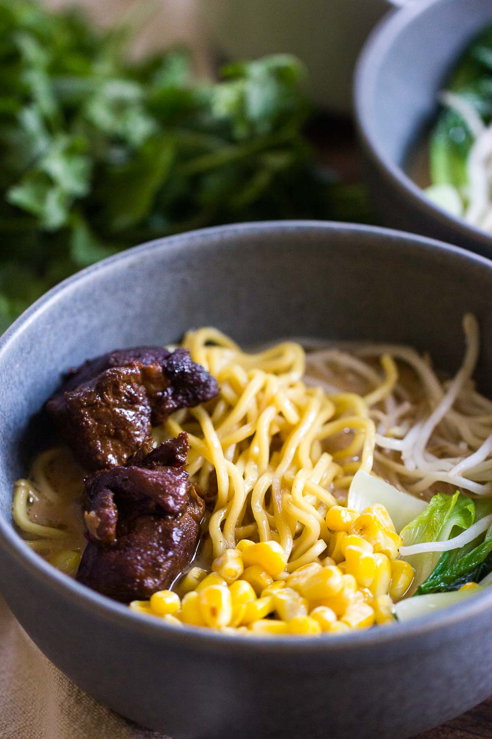 Simple and hearty, this crockpot caramelized pork noodle soup is classic fall comfort food. It is SO good that you’ll want to slurp up the whole bowl right away.