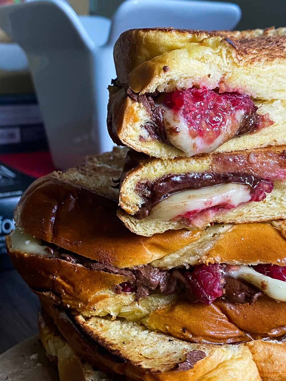 My sweet and savory Raspberry and Chocolate Grilled Cheese sandwiches are a delightful balance of fruity, chocolaty, and savory brie cheese.