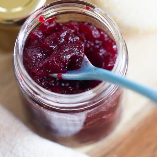 Tart, lightly sweet, and delicious healthy cranberry sauce
