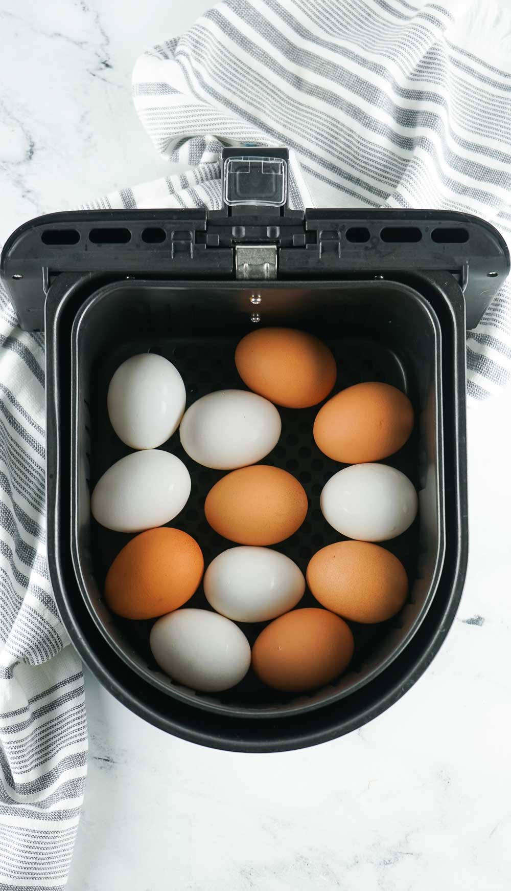 Air Fryer Hard-Boiled Eggs are quick and easy to make, perfectly cooked every time, and easy to peel (and all without water). No more waiting on water to boil! Enjoy these hard-boiled eggs with miso butter on a toast to start your day!