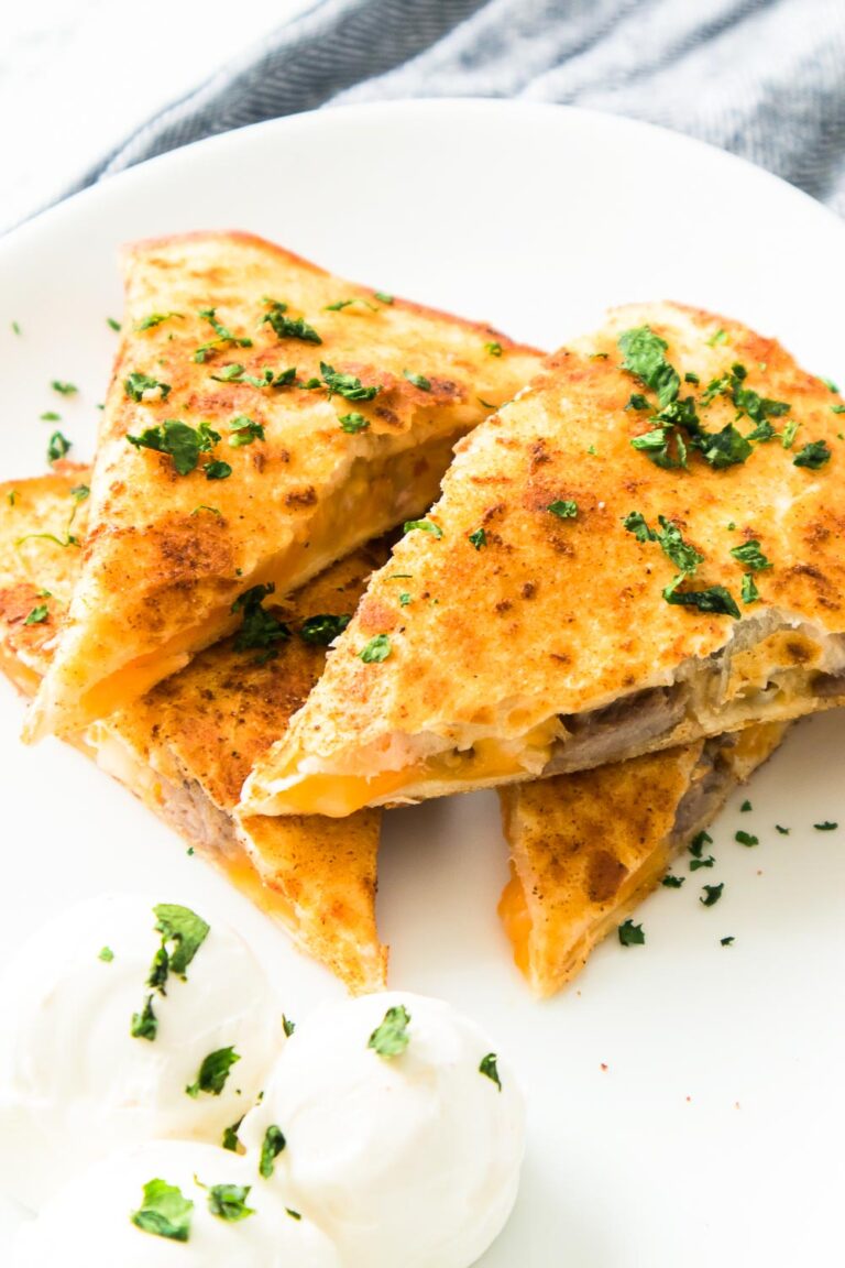 Crunchy and flavorful air fryer steak quesadillas
