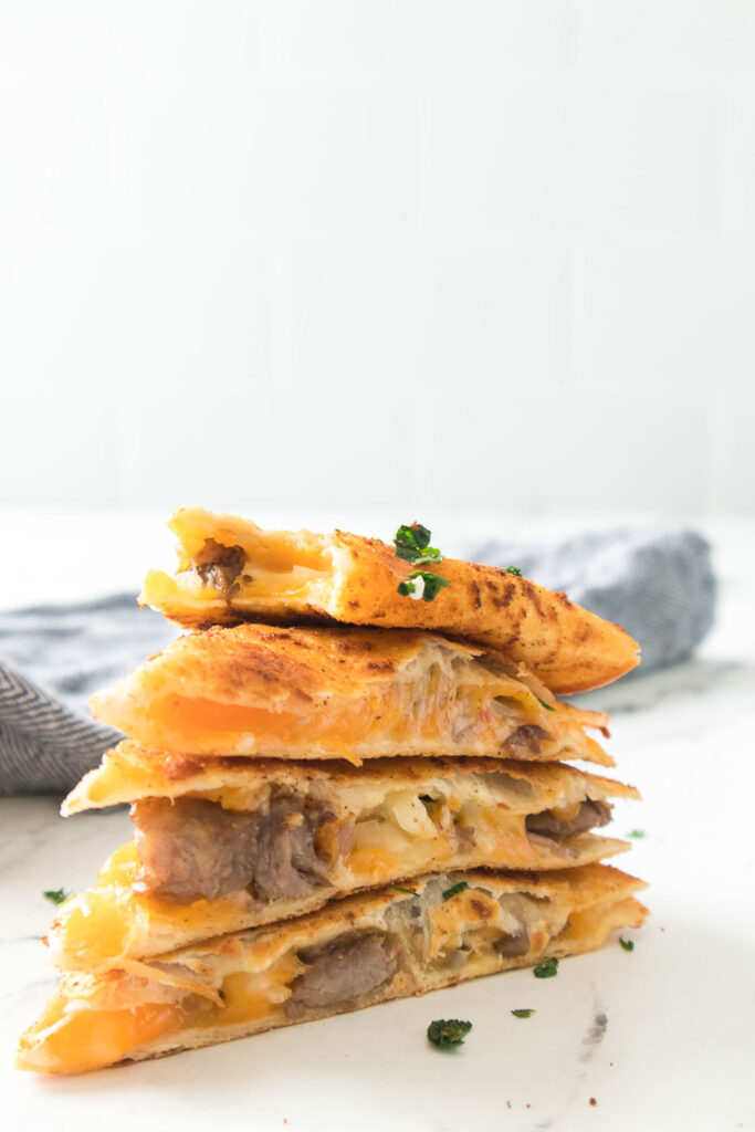 Crunchy and flavorful air fryer steak quesadillas