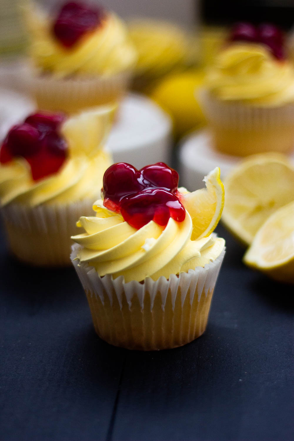 Papa's Cupcakes - Had a request for a new flavor Lemon Raspberry Cupcake.  Lemon cake with Raspberry compote (seedless) filling topped with lemon  buttercream. A nice springy flavor for this cold day!