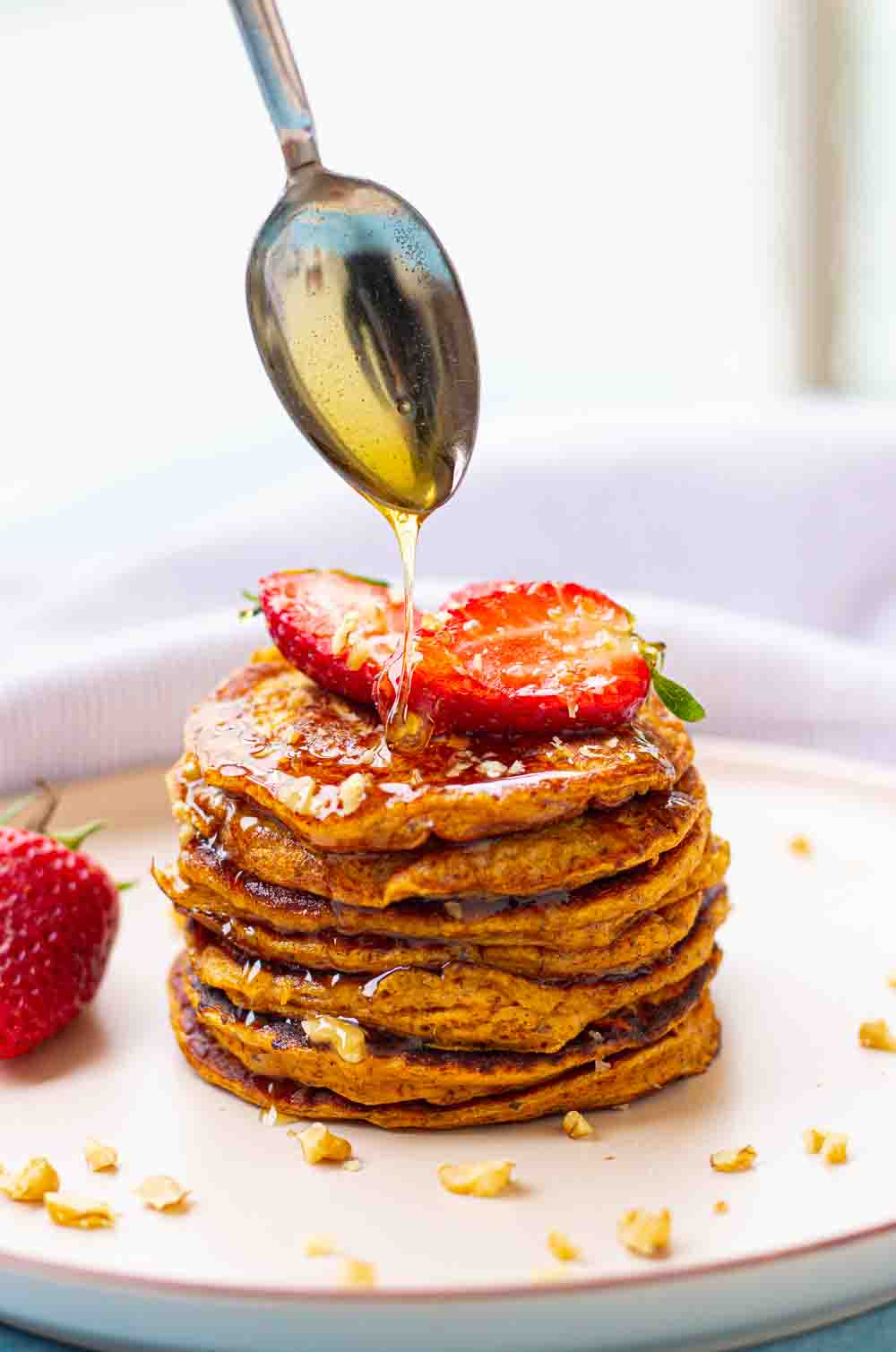 After trying these thick and fluffy sweet potato pancakes, you will fly out of bed in the morning. It's a hearty and comforting breakfast, all in one bite!