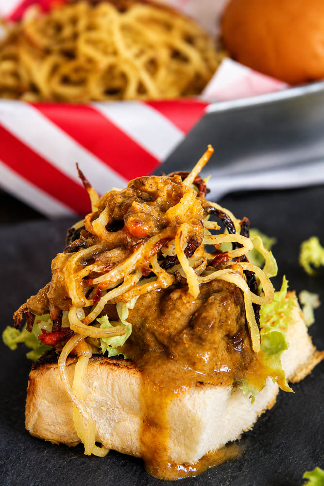 Beef Rendang Poutine Burger (A Bold Indonesian Fusion Burger)