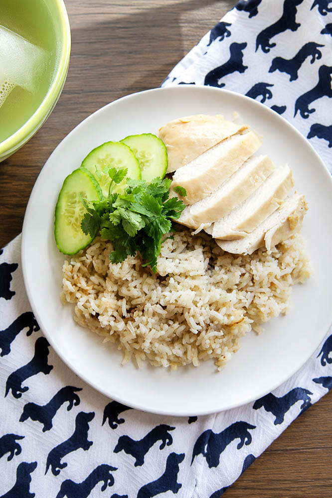 Make Rice Cooker Hainanese Chicken Rice with tender chicken and fragrant rice in one pot. 