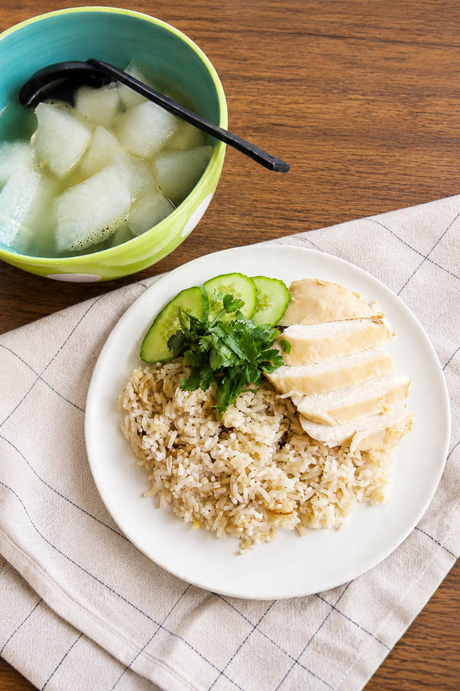 Make Rice Cooker Hainanese Chicken Rice with tender chicken and fragrant rice in one pot. 