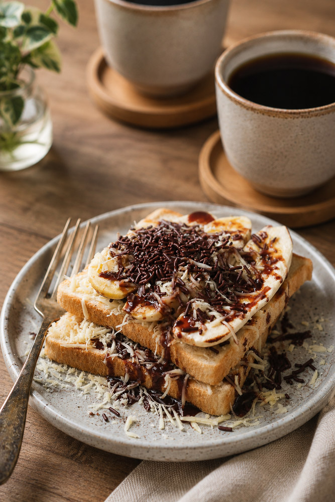 A super simple twist of your regular toast, roti bakar (Indonesian toasted bread) will satisfy any sweet tooth's craving. 