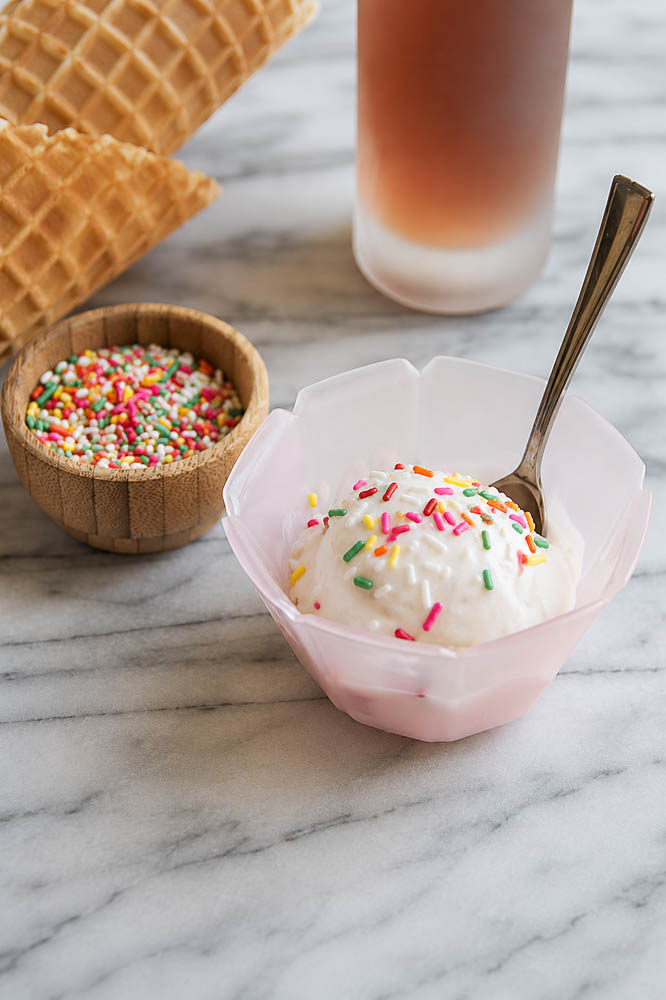 This homemade strawberry ice cream is rich, creamy, and packed with fresh strawberries.