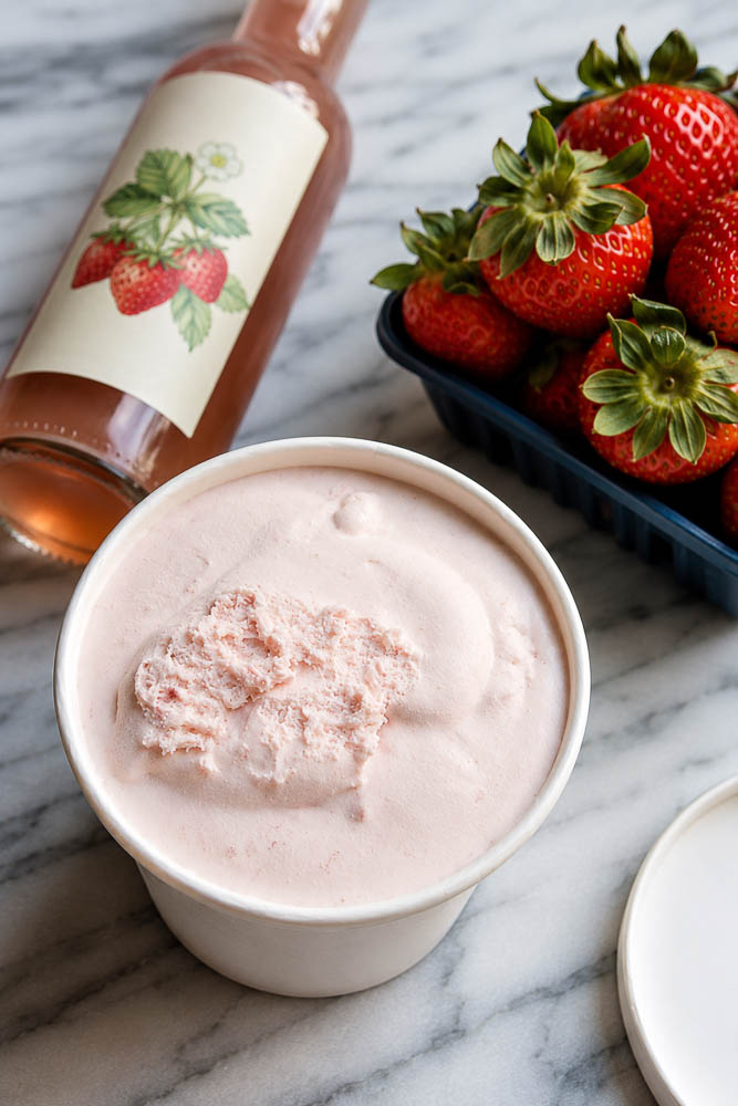 This homemade strawberry ice cream is rich, creamy, and packed with fresh strawberries.