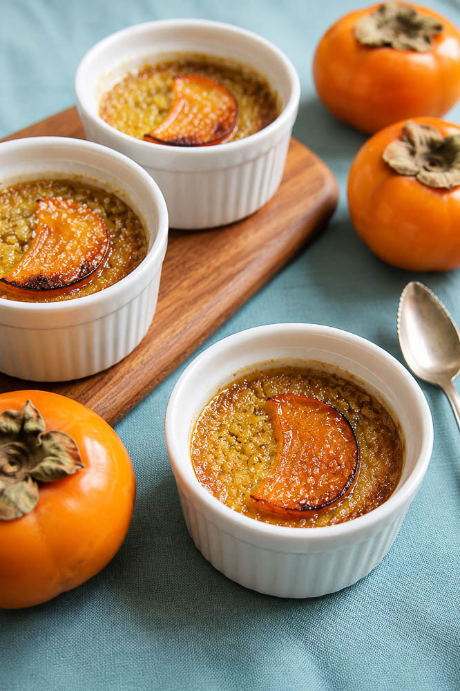 his Persimmon Crème Brûlée blends ripe persimmons into a silky vanilla custard before finishing each ramekin with a crisp caramelized sugar shell.
